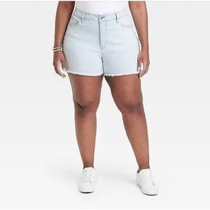 Ava & Viv High Rise Midi Jean Shorts Light Wash